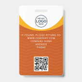Oranje Geel Bedrijfsbezoekerspas ID QR-code Badge (Achterkant)