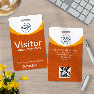 Oranje Geel Bedrijfsbezoekerspas ID QR-code Badge