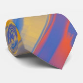 Oranje Geel Blauw Abstracte Strepen Stropdas (Opgerold)