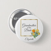Oranje Geel Blauw Bloemige Grootmoeder van de Bru Ronde Button 5,7 Cm (Voorkant /achterkant)