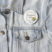 Oranje Geel Blauw Bloemige Grootmoeder van de Bru Ronde Button 5,7 Cm (In situ)