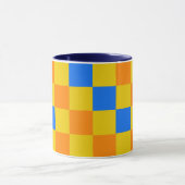 Oranje Geel Blauw Geruit Patroonontwerp Mok (Midden)