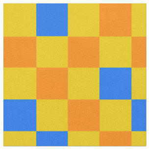 Oranje Geel Blauw Geruit Patroonontwerp  Stof