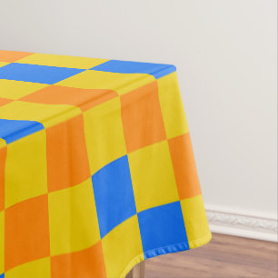 Oranje Geel Blauw Geruit Patroonontwerp  Tafelkleed