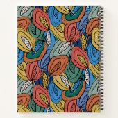 Oranje, geel, blauw herfst vouwblad patroon notitieboek (Achterkant)