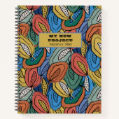 Oranje, geel, blauw herfst vouwblad patroon notitieboek (Voorkant)