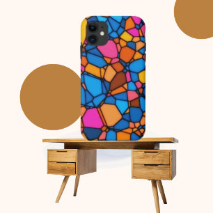 Oranje geel blauw roze bruin mozaïek kunstpatroon Case-Mate iPhone case