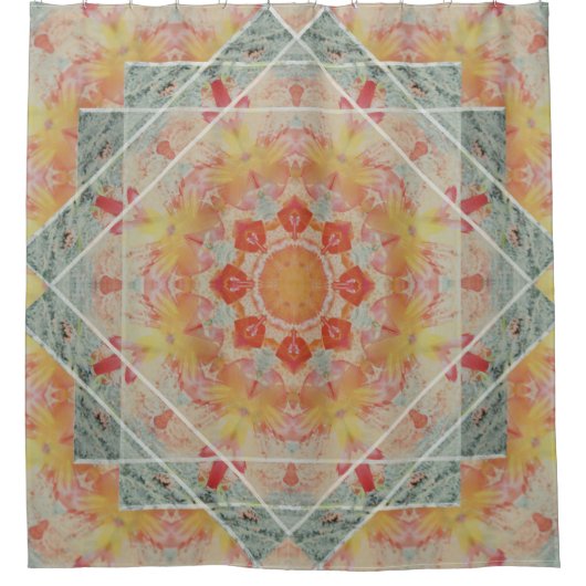 Oranje Geel Blauwgroen Zuidwest-vlam — Showgordijn Douchegordijn (Voorkant)