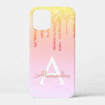 Oranje Geel Bling Sparkle Glitter Monogram