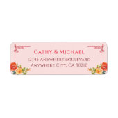 Oranje geel bloemig Chinees retouradres Etiket (Voorkant)