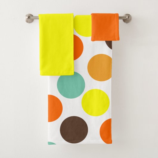 Oranje, geel, bruin, blauw Stippen keukenstel Bad Handdoek (Insitu)
