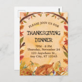 Oranje Geel Bruin Kleurrijk Thanksgiving Diner Briefkaart (Voorkant / Achterkant)