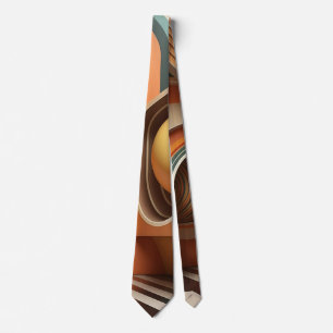 Oranje geel bruin retro abstract modern patroon stropdas
