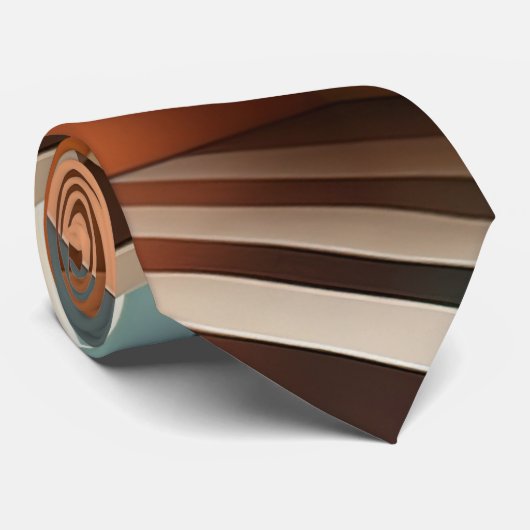 Oranje geel bruin retro abstract modern patroon stropdas (Opgerold)