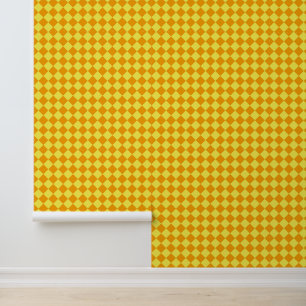 Oranje Geel Checker Diamant Patroon Behang