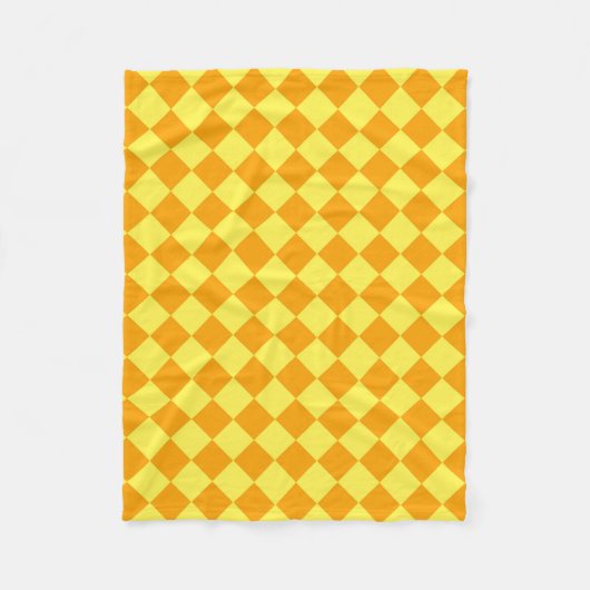 Oranje Geel Checker Diamant Patroon Fleece Deken (Voorkant)