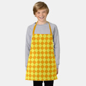 Oranje Geel Checker Diamant Patroon Schort (Gedragen)