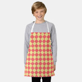 Oranje Geel Checker Diamant Patroon Schort (Gedragen)
