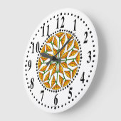Oranje-geel / Citroengeel Bloemen 262 Wandklok (Hoek)