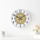 Oranje-geel / Citroengeel Bloemen 262 Wandklok (Huis)