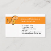 Oranje geel Cute Baby Dinosaur Visitekaartje (Achterkant)