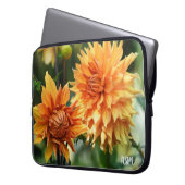 Oranje & Geel Dahlia Garden Flowers Monogram Laptop Sleeve (Voorkant Links)