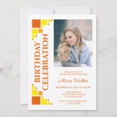 Oranje Geel Digitaal Lijst Hoekfoto Verjaardag Kaart (Voorkant)