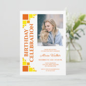 Oranje Geel Digitaal Lijst Hoekfoto Verjaardag Kaart (Staand voorkant)