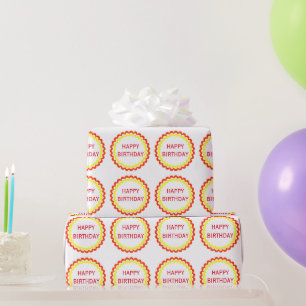 Oranje geel eenvoudig Happy Birthday Verpakkingspa Cadeaupapier