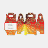 Oranje geel en gouden damast bruiloft bedankdoosjes (Uitgevouwen)