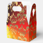 Oranje geel en gouden damast bruiloft bedankdoosjes (Geopend)