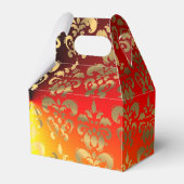 Oranje geel en gouden damast bruiloft bedankdoosjes (Voorkant Zijde)