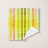 Oranje geel en groen gestreept keukenstel bad handdoek (Wasdoekje)