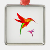 Oranje geel en groene kolibrie metalen ornament (Voorkant)