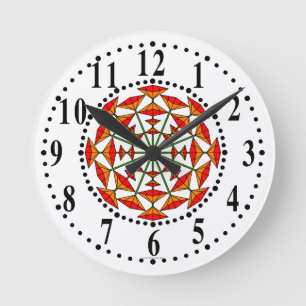 Oranje-geel en rood Bloemen 158 wandklok