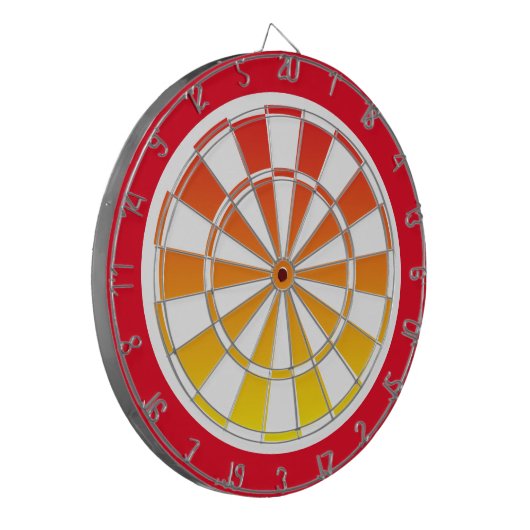 oranje, geel en rood dartboard met zonsopgang dartbord (Voorkant Links)