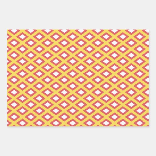 Oranje, geel en roze tribaal diamantpatroon inpakpapier vel (Voorkant 2)