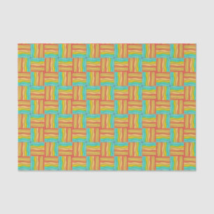 Oranje geel en Turquoise Woven gepatterd Tissuepapier