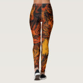 Oranje, geel en zwart Abstract Leggings (Achterkant)