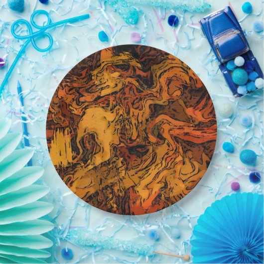 Oranje, geel en zwart Abstract Papieren Bordje (Feest)