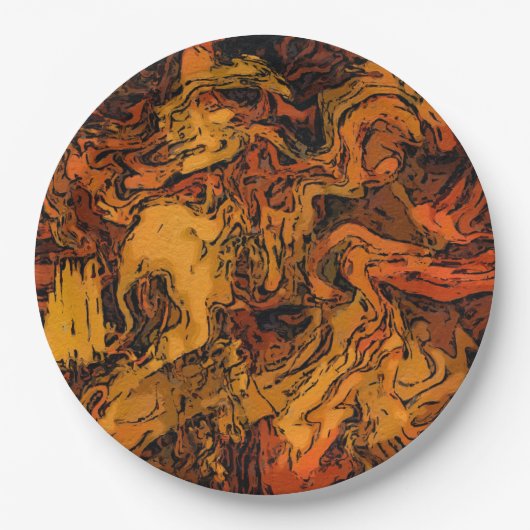 Oranje, geel en zwart Abstract Papieren Bordje (Voorkant)