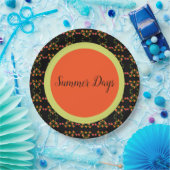 Oranje geel en zwart papieren bordje (Feest)