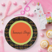 Oranje geel en zwart papieren bordje (Feest)