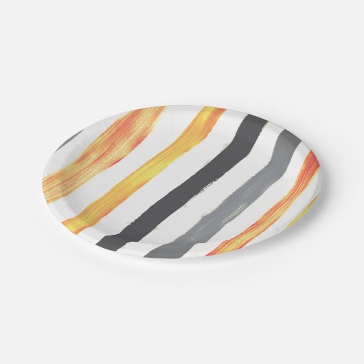 Oranje geel en zwart Waterverf strepe bord (Gekanteld)