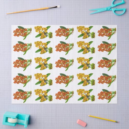 Oranje Geel Exotisch Orchidevloer Tissuepapier (Craft)