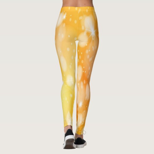 Oranje Geel Faux Sparkle Glitter Leggings (Achterkant)