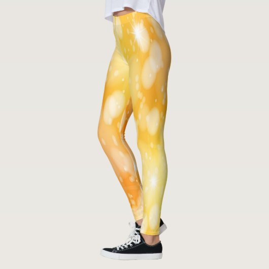 Oranje Geel Faux Sparkle Glitter Leggings (Links)