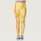 Oranje Geel Faux Sparkle Glitter Leggings (Voorkant)