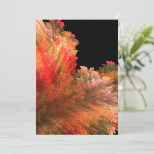 Oranje geel fractal Art Notecard blanco binnenin Bedankkaart (Staand voorkant)
