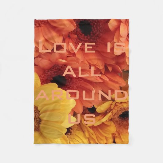 Oranje Geel Gerbera Daisy Flowers Love Blanket Fleece Deken (Voorkant)